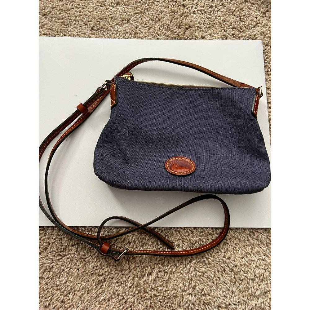 Dooney & Bourke Navy Crossbody with Brown Leather Trim